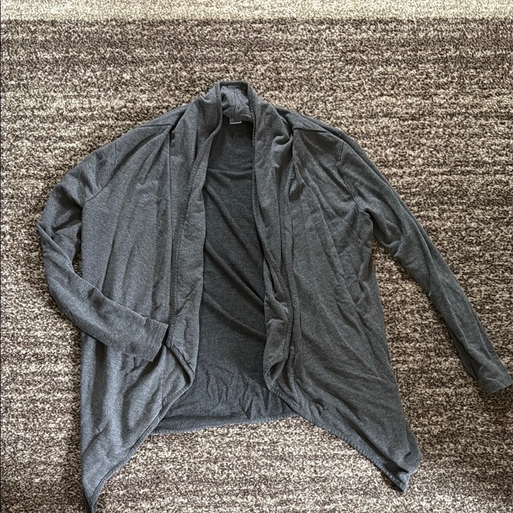 Gray Open Front Cardigan